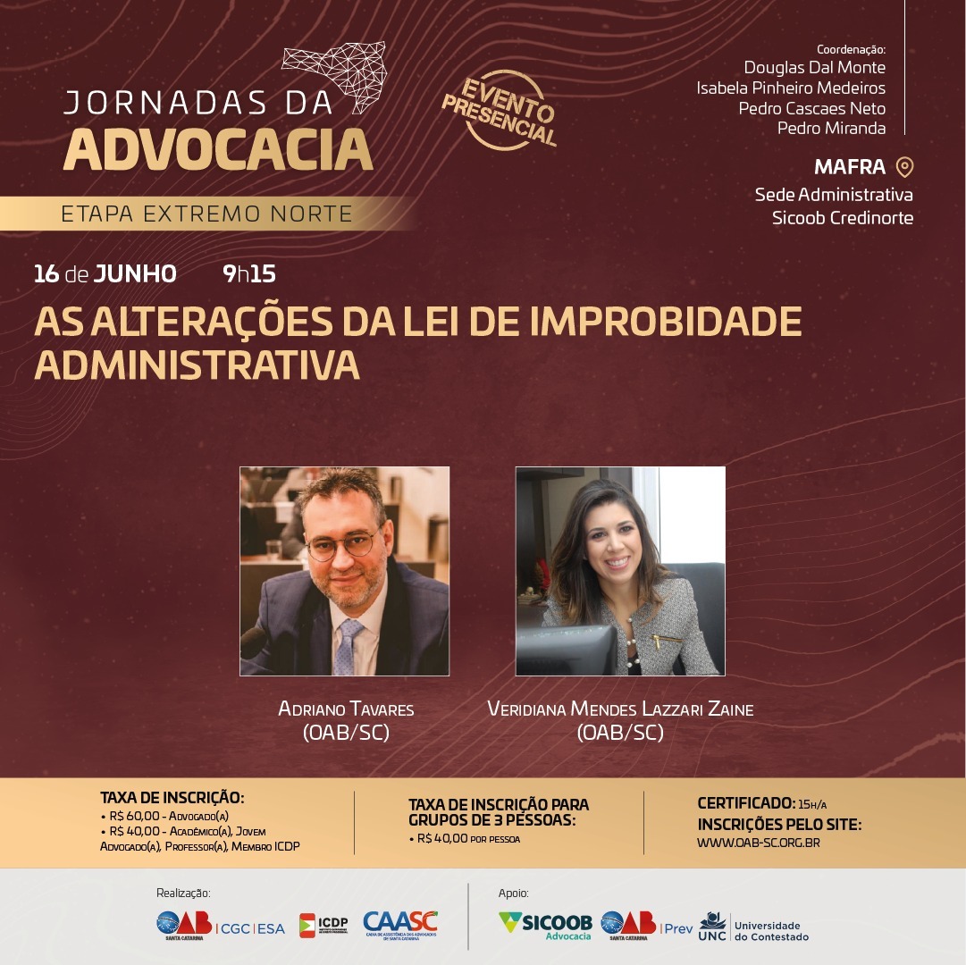 Read more about the article Participação do Dr. Adriano Tavares da Silva na Jornada da Advocacia – Etapa Extremo Oeste